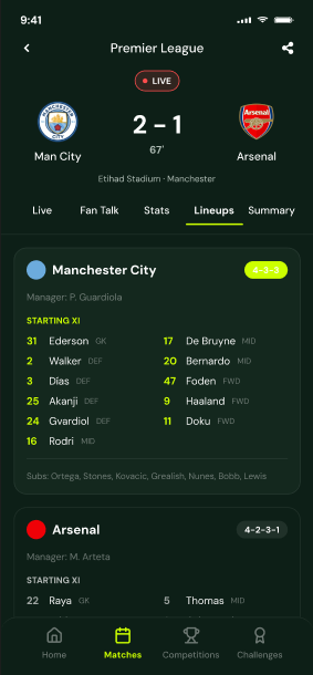 FanArena match detail visual.